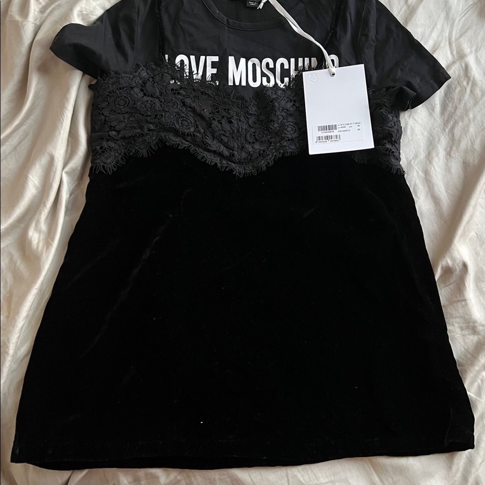 LOVE MOSCHINO Velvet Cami Overlay Logo T-shirt